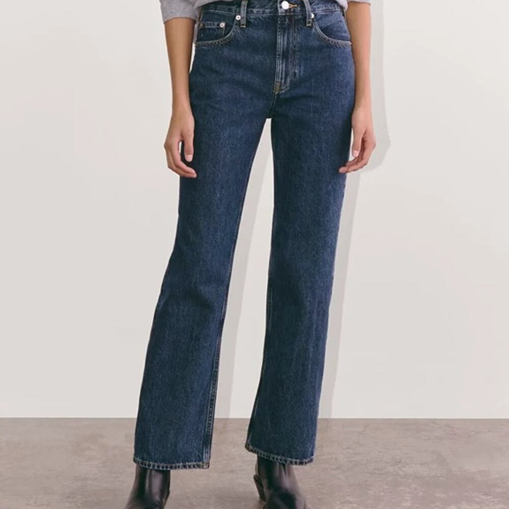 Everlane The Cheeky Straight Jean Indigo Dark Wash High Rise Denim Size 27